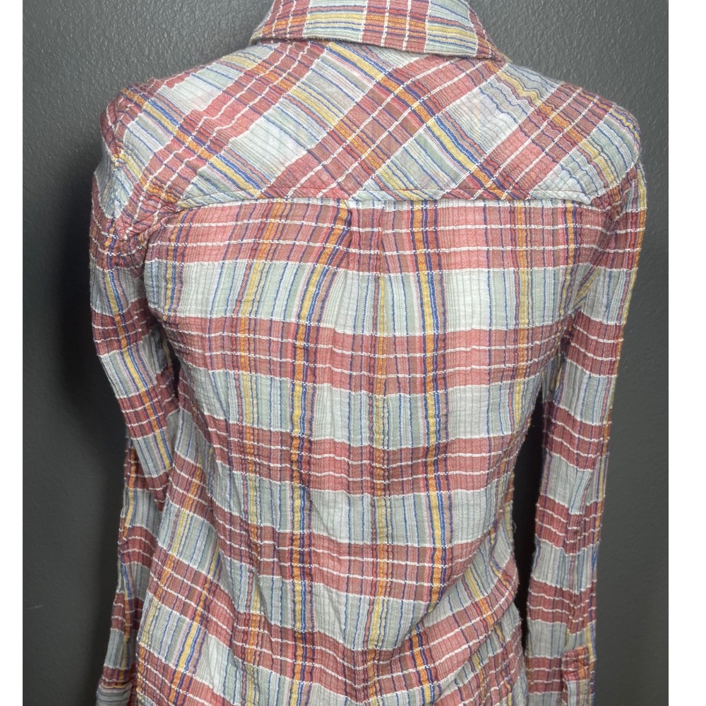 We The Free Free People Plaid Button Down Shirt Red Blue Cotton XS - Picture 10 of 10